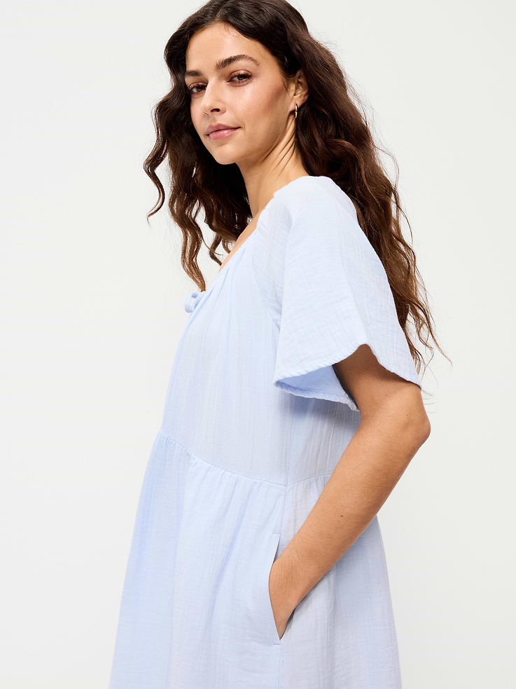Image number 6 showing, Crinkle Gauze Flutter-Sleeve Mini Swing Dress