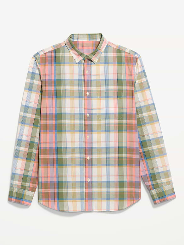 Chemise passe-partout coupe classique en popeline à carreaux