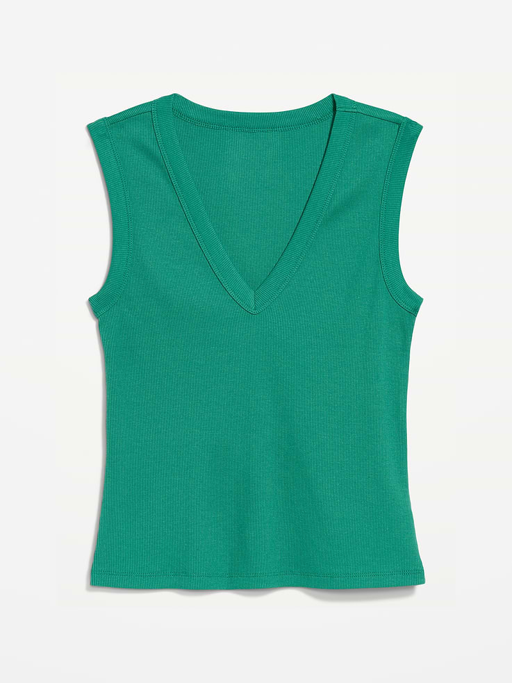 L'image numéro 4 présente Camisole courte moulante à encolure en V
