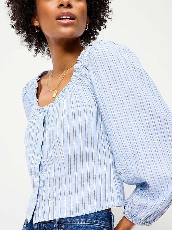 Long-Sleeve Button-Down Top