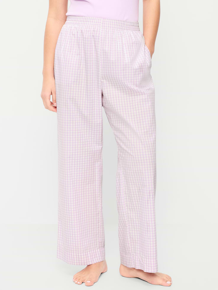 Image number 5 showing, High-Waisted Poplin Pajama Pant