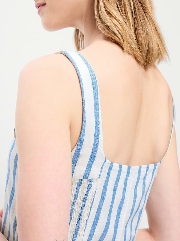 Fit & Flare Sleeveless Linen-Blend Midi Dress
