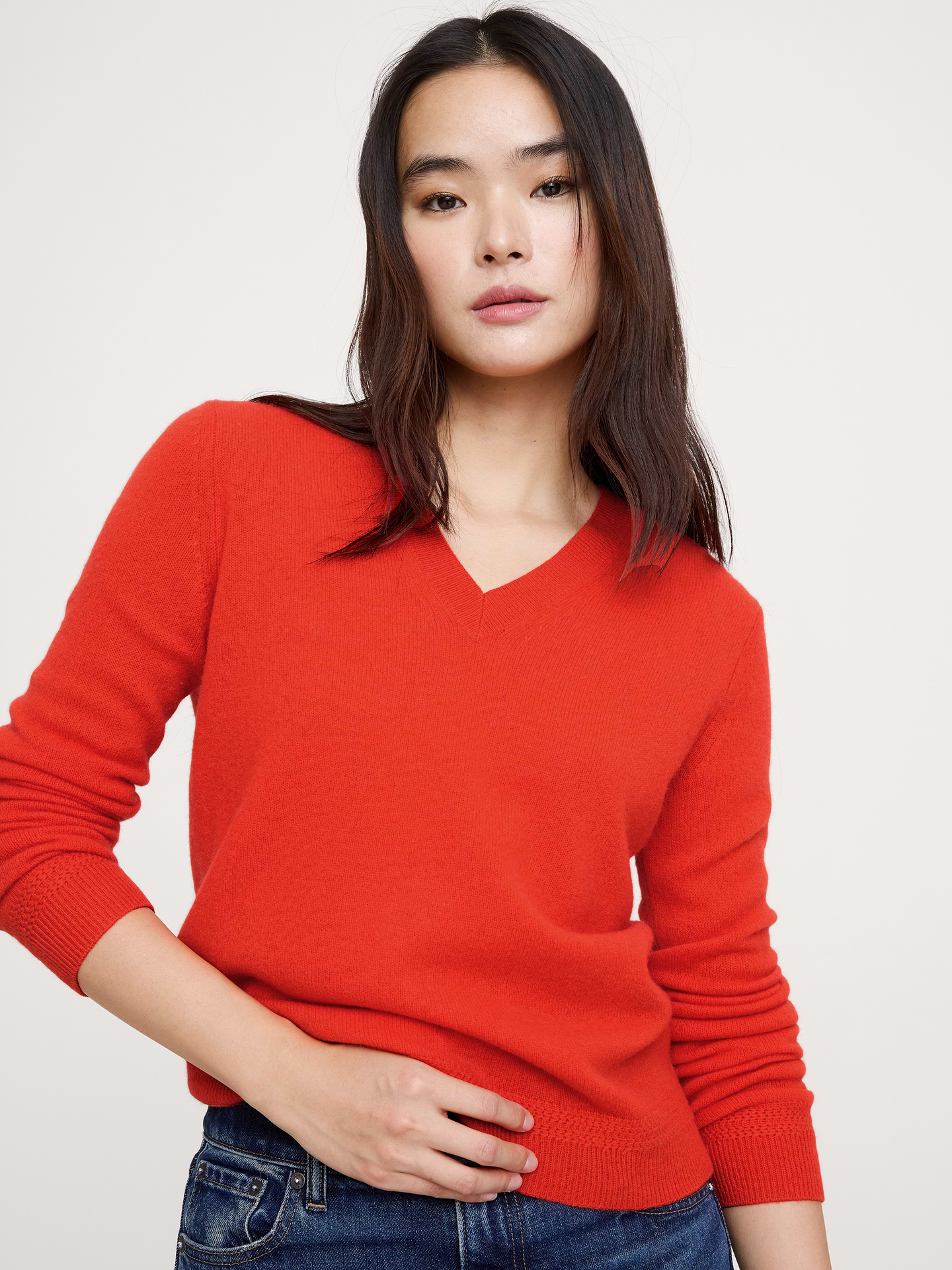 Image number 1 showing, Lightweight Cashmere V-Neck Sweater