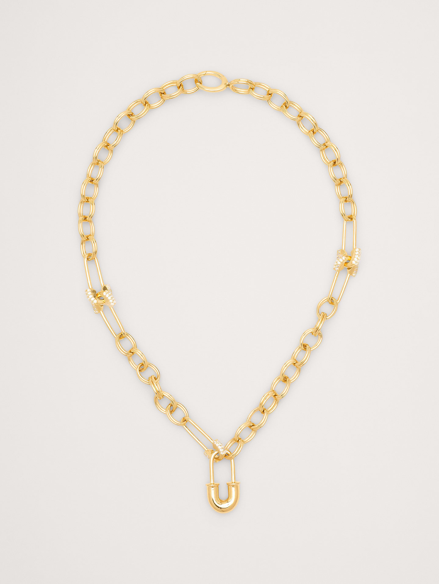 Image number 1 showing, Rhinestone Safety Pin Chain Necklace