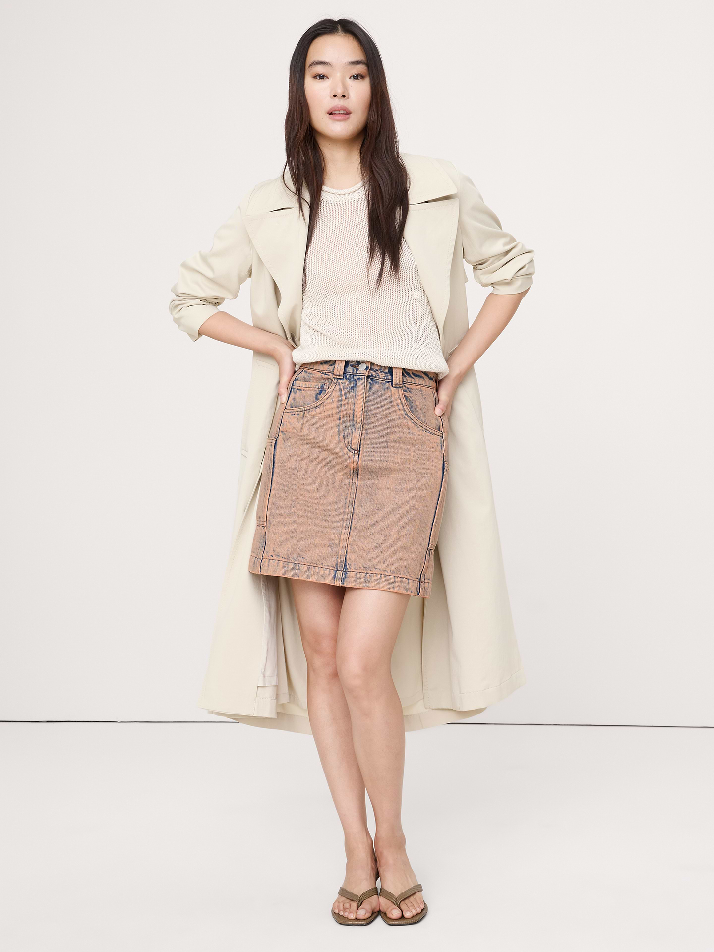 Image number 1 showing, Paneled Denim Mini Skirt