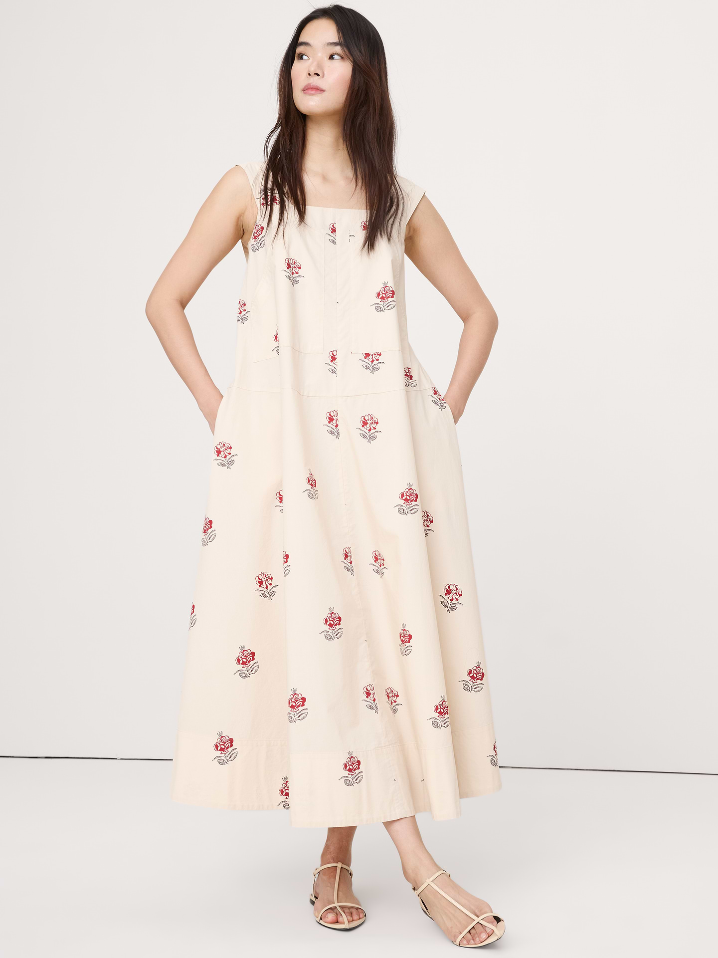 Image number 1 showing, Square-Neck Apron Maxi Dress