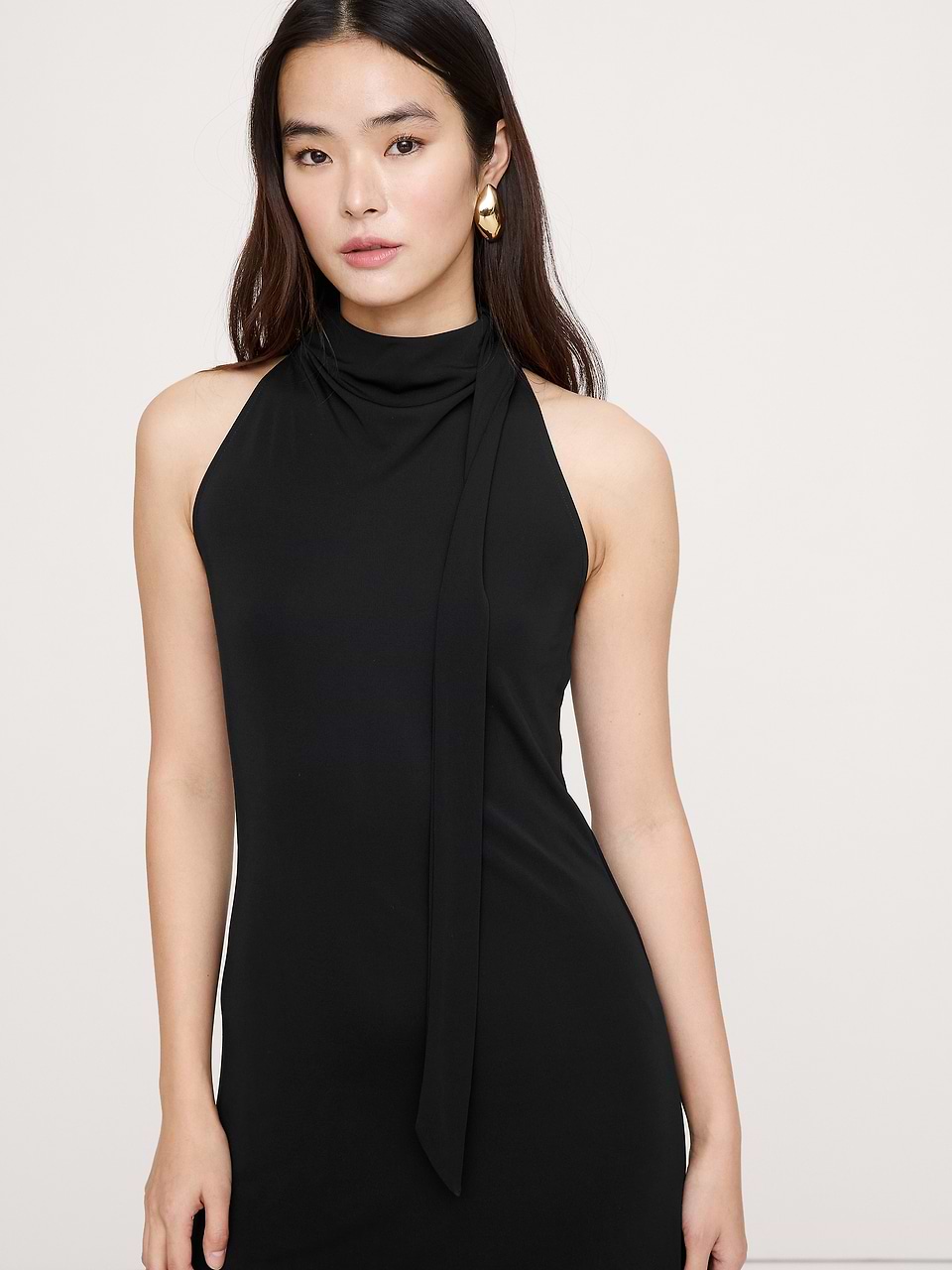 black jersey cowl neck dress Matte Cowl-Neck Maxi Midi dresses