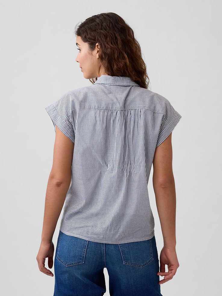 Image number 2 showing, Collared Cap-Sleeve Shirt