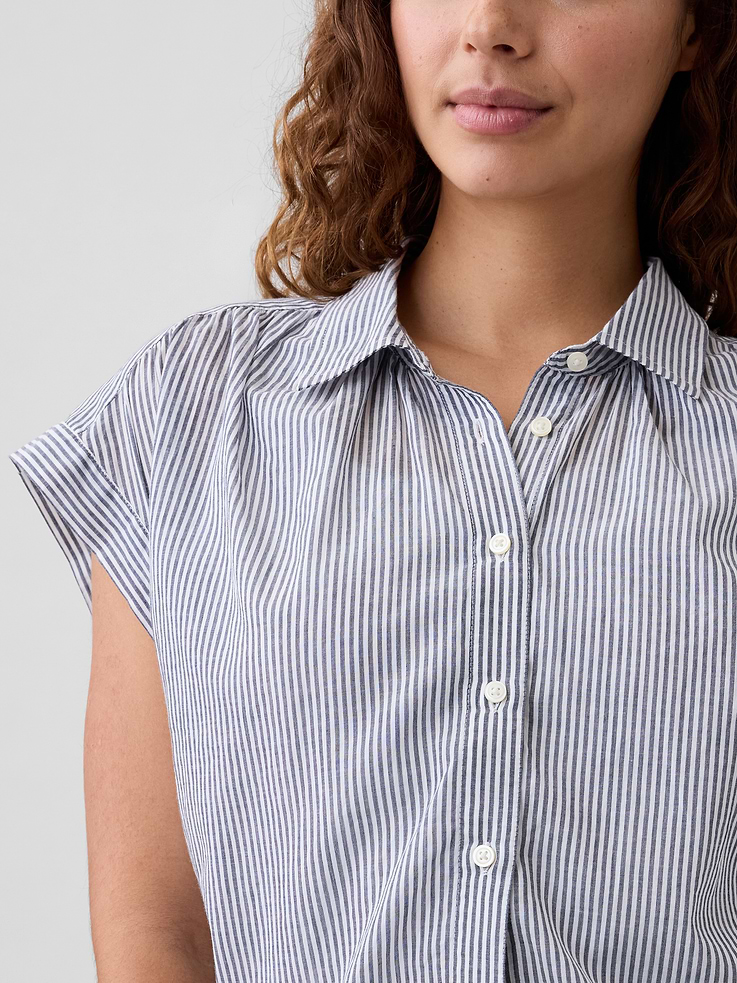 Image number 4 showing, Collared Cap-Sleeve Shirt