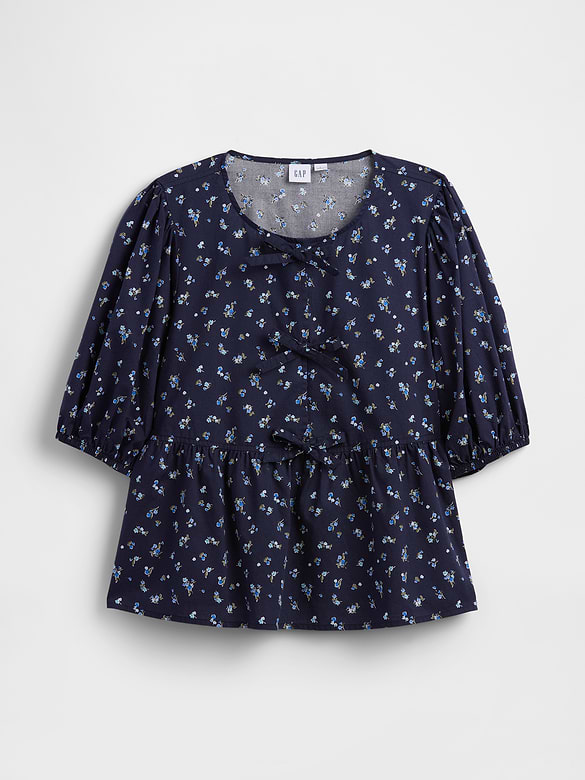 Puff Sleeve Tie-Front Top