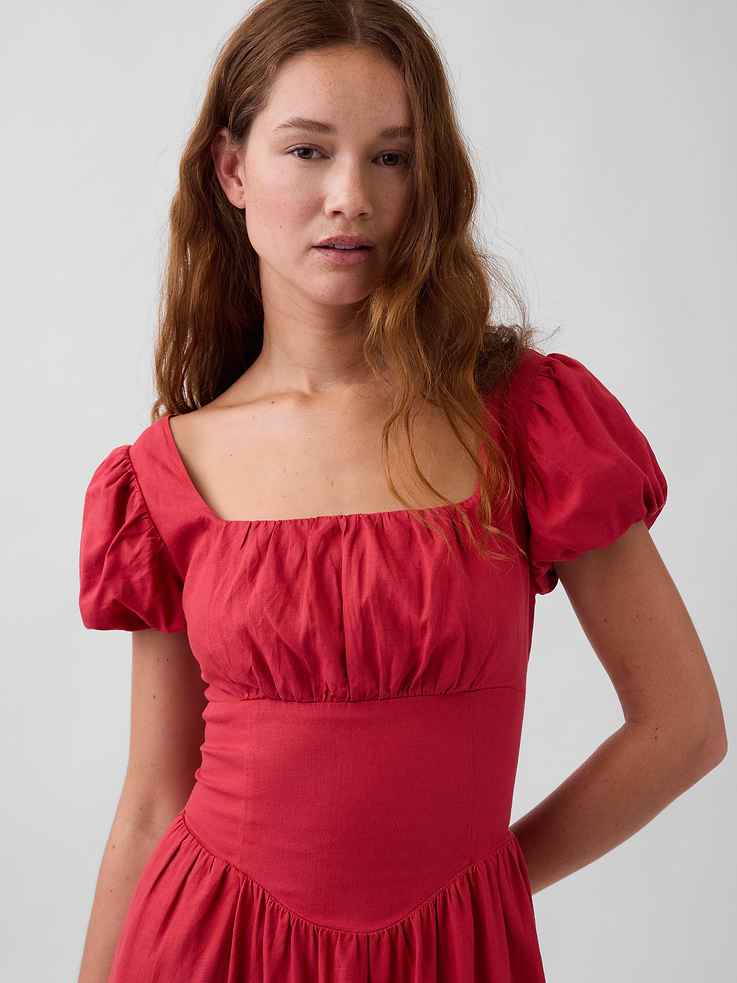 Image number 4 showing, Linen-Blend Drop-Waist Maxi Dress