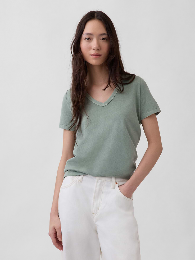 Image number 1 showing, Organic Cotton VintageSoft V-Neck T-Shirt