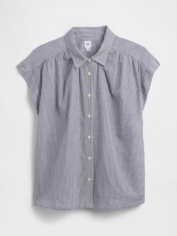 Collared Cap-Sleeve Shirt