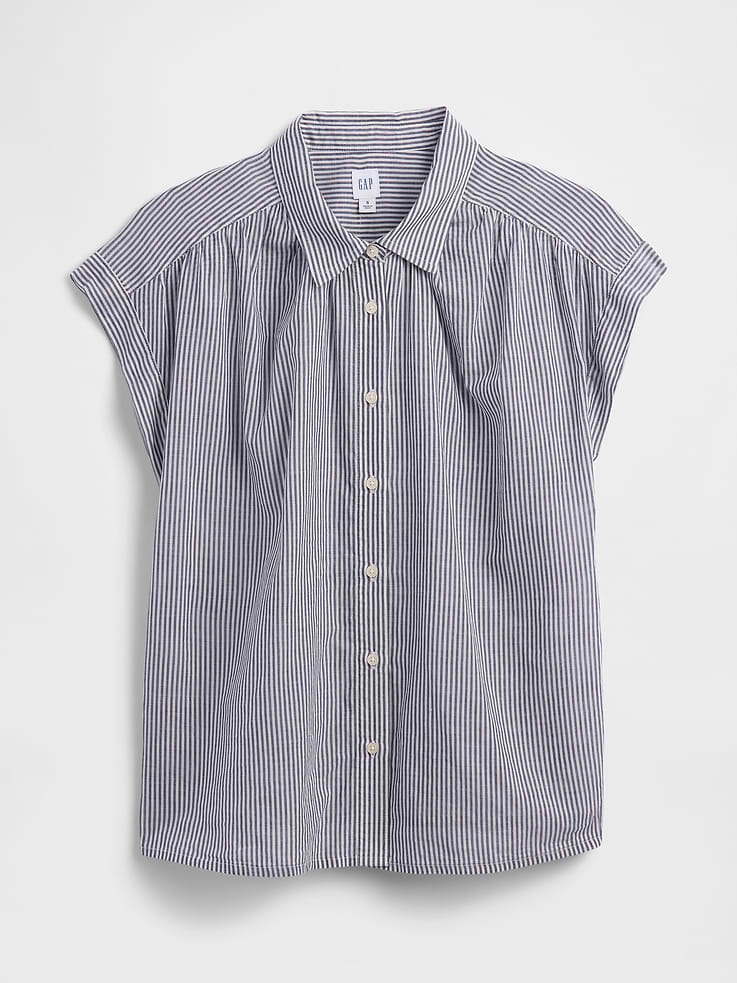 Image number 5 showing, Collared Cap-Sleeve Shirt