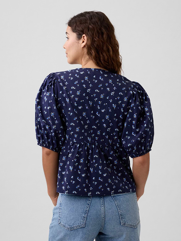 Puff Sleeve Tie-Front Top