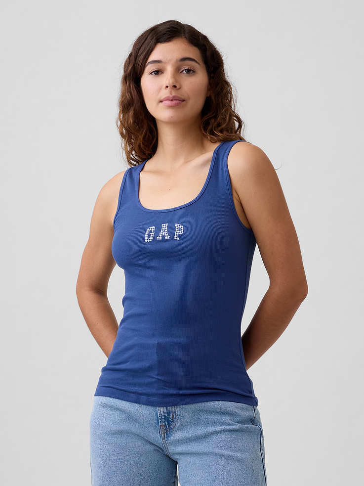 Gap Factory Women's Gap Logo Ribbed Tank Top (Blue Track)