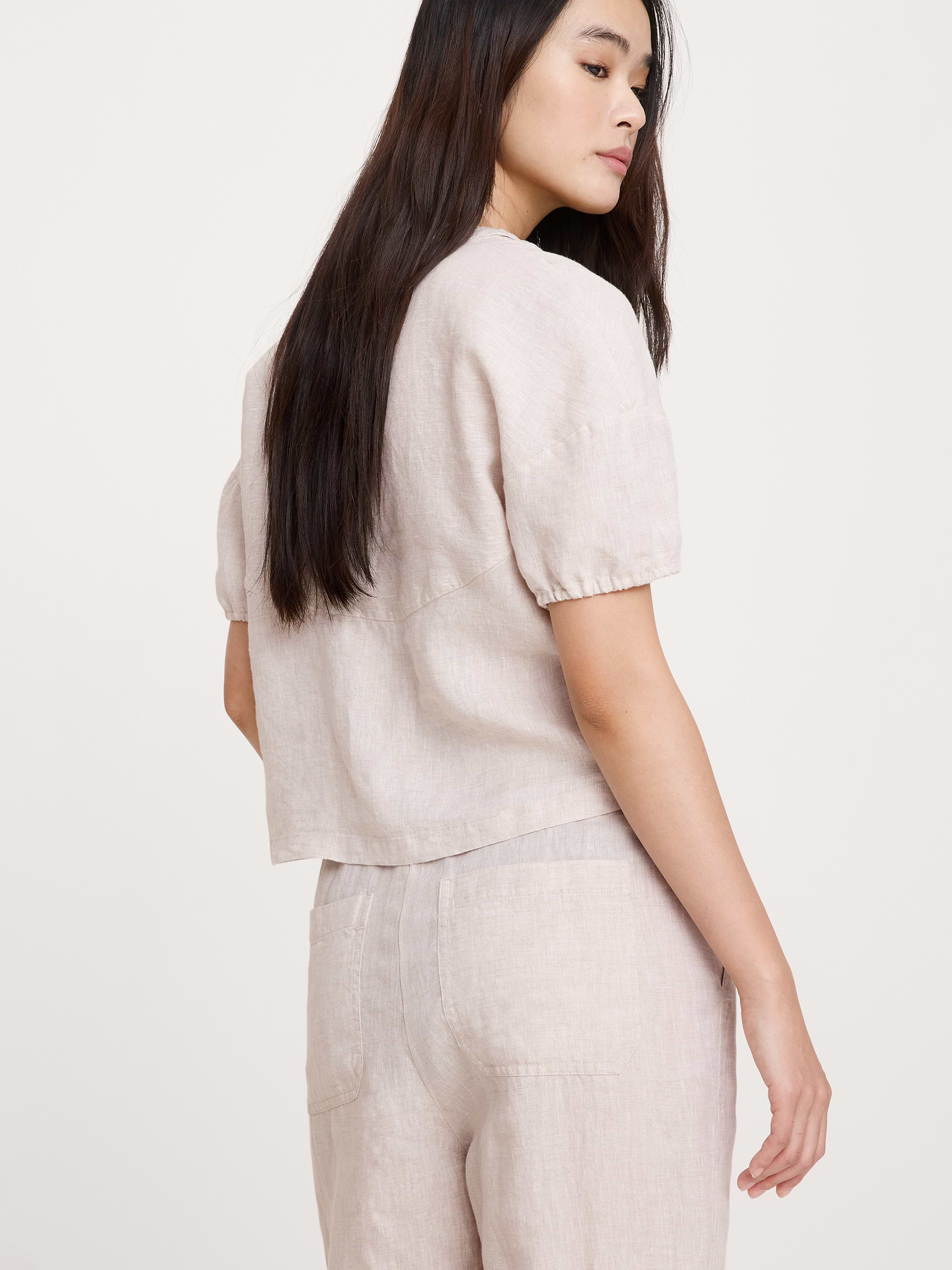 Image number 5 showing, Linen Tie-Front V-Neck Top