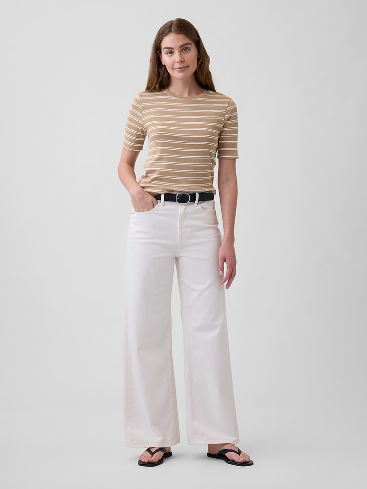 Image 3 of 5, Modern Ribbed Crewneck T-Shirt