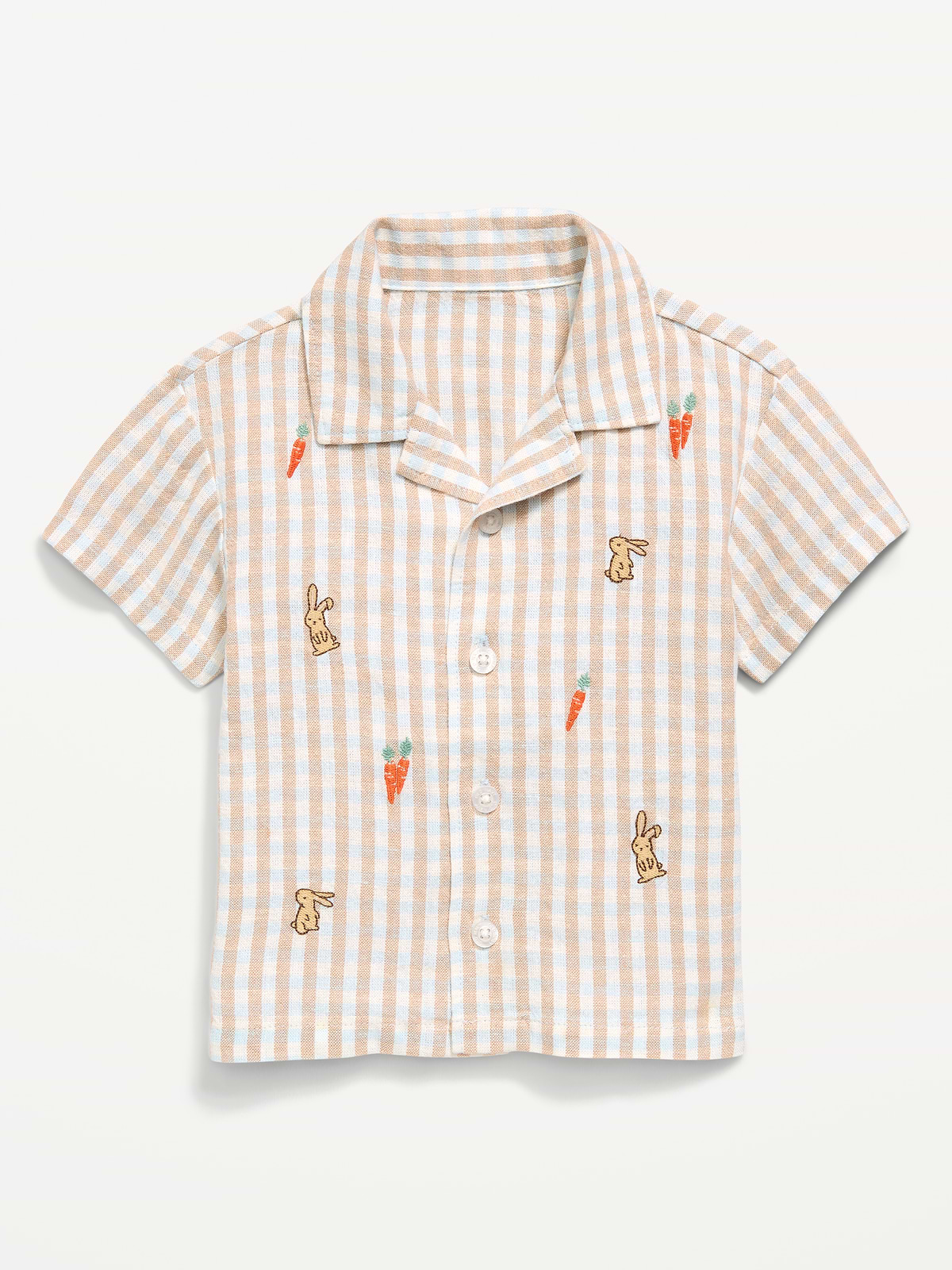 Striped Linen-Blend Embroidered Shirt for Baby