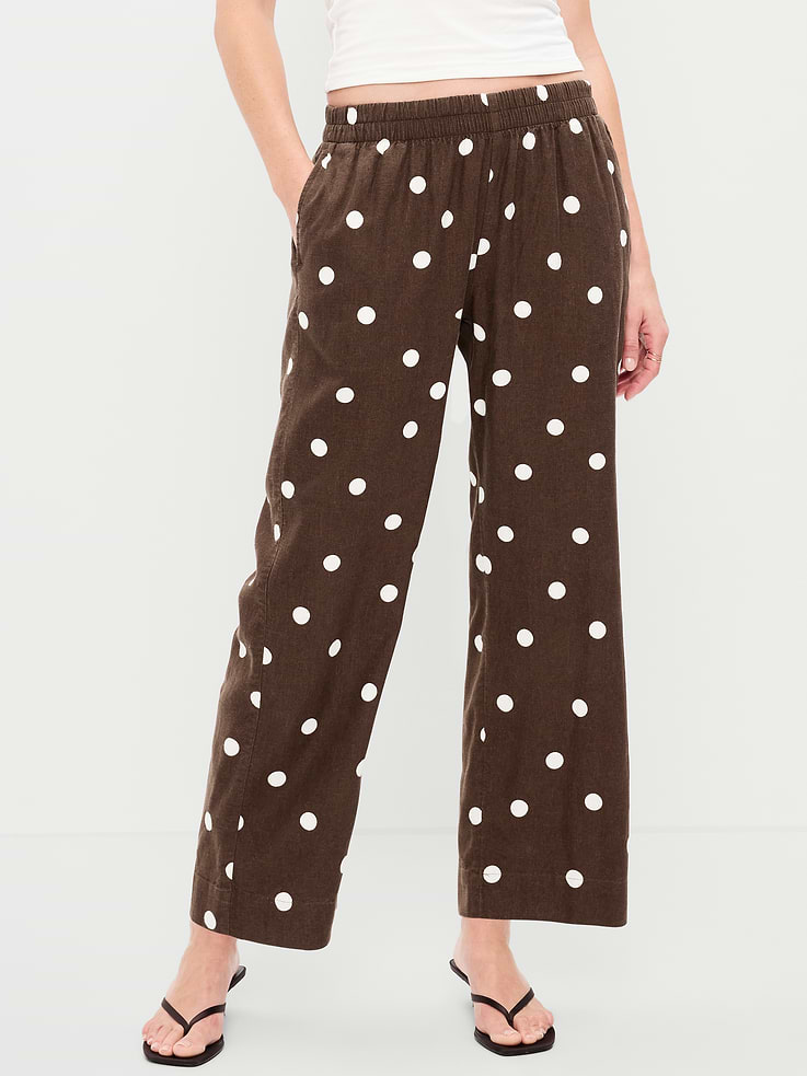Image number 2 showing, High-Waisted Linen-Blend Straight Ankle Pants