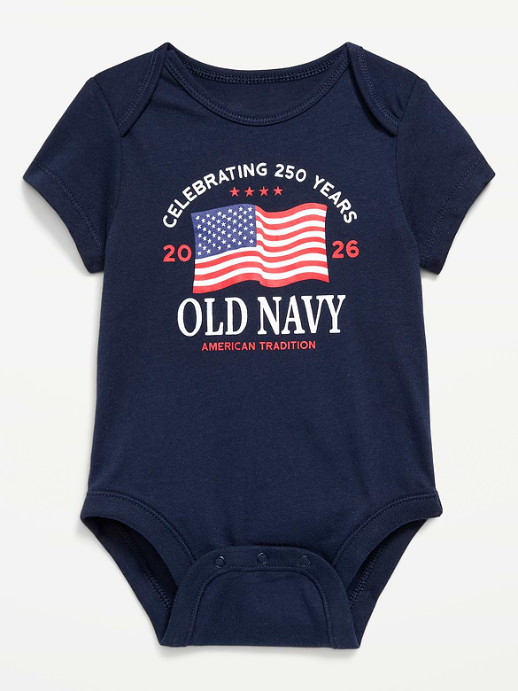 Short-Sleeve Unisex Flag Logo Graphic Bodysuit for Baby
