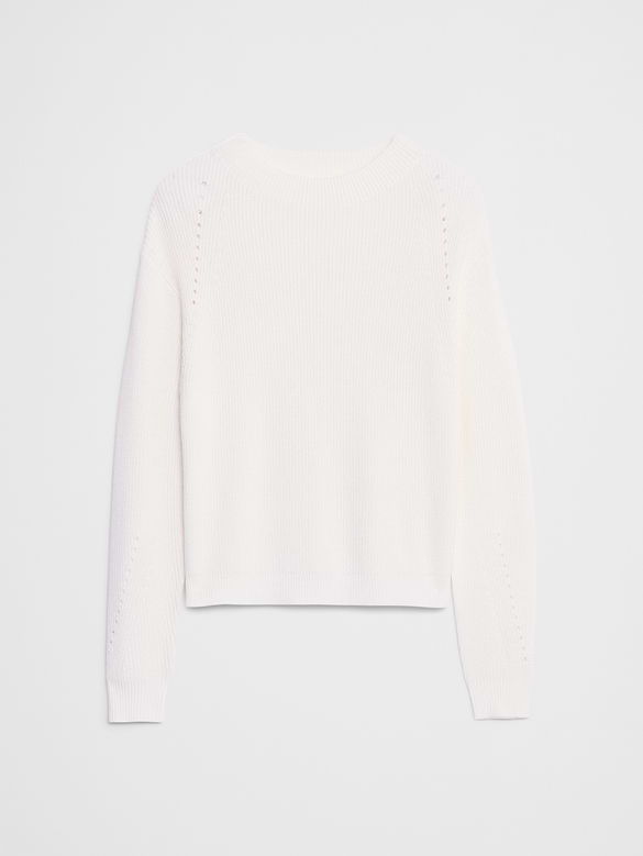 Pointelle Ribbed Pullover Sweater
