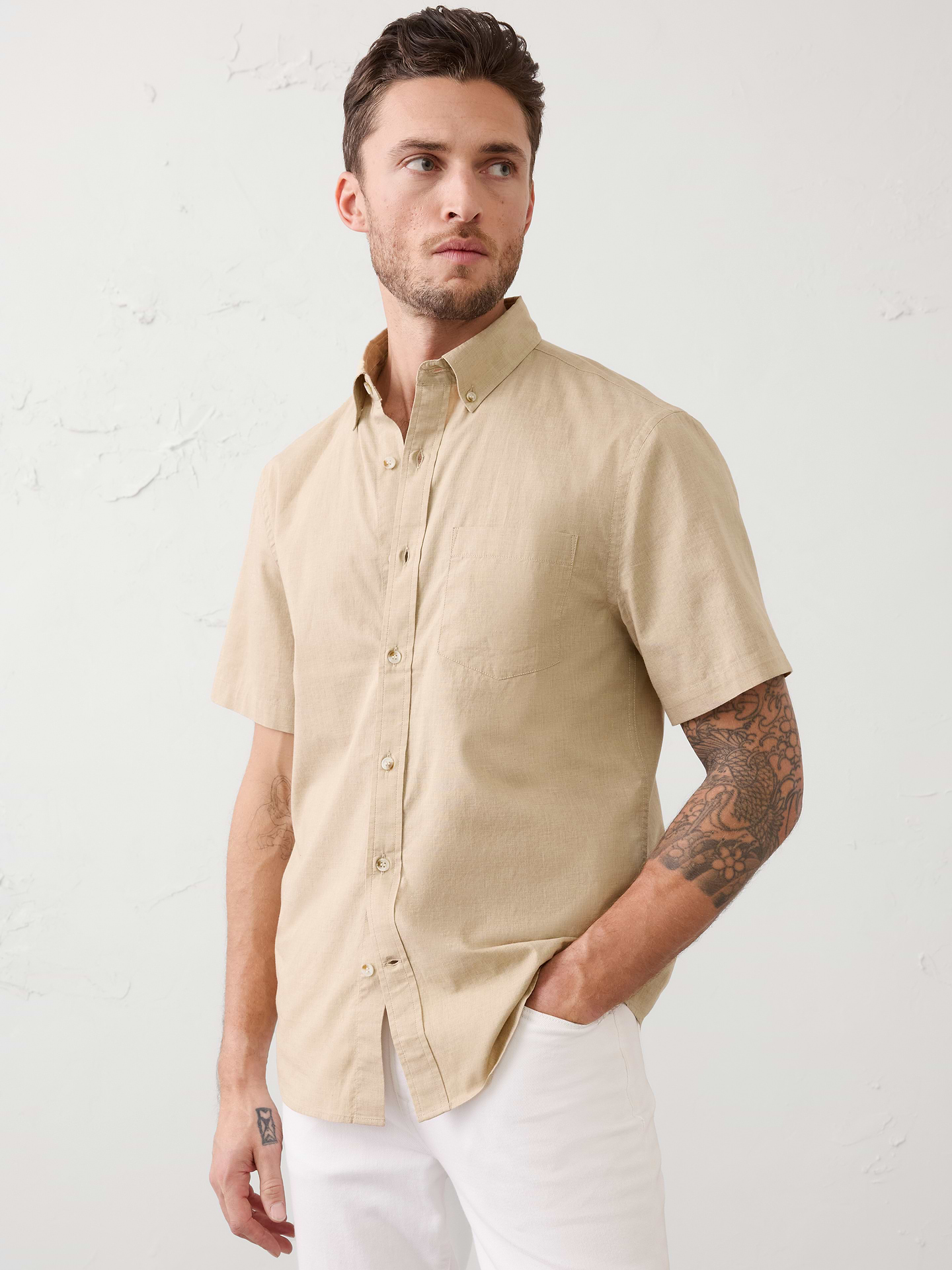 Image number 1 showing, Slim-Fit Softwash Cotton Shirt