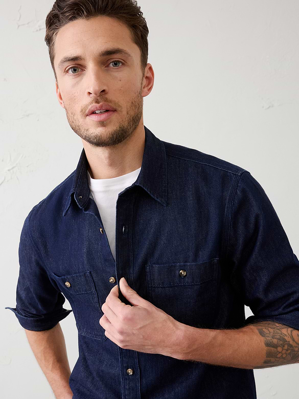 Standard-Fit Vintage Denim Shirt