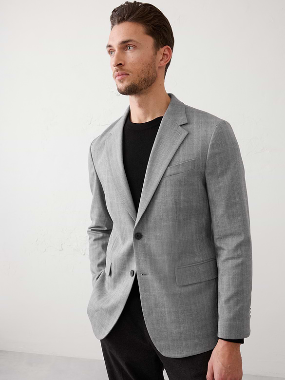 Tailored-Fit Plaid Jacket
