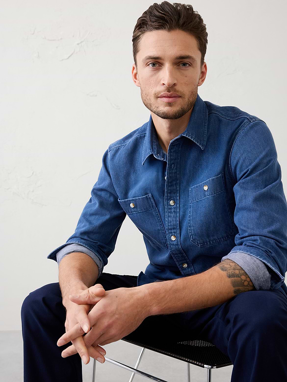 Standard-Fit Vintage Denim Shirt