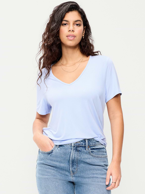 T-shirt luxueux à col en V