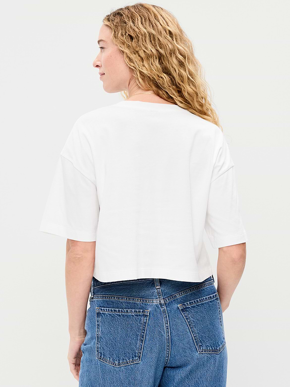 Vintage Crew-Neck Oversized Crop T-Shirt