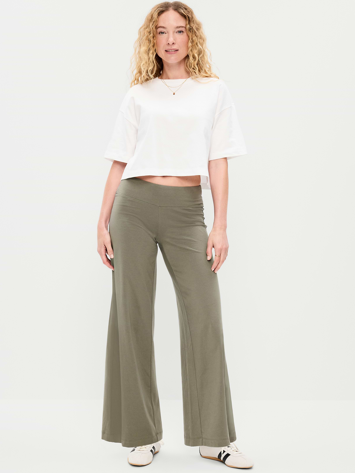 Mid-Rise Jersey Super Wide-Leg Leggings - Stone Wall by Old Navy