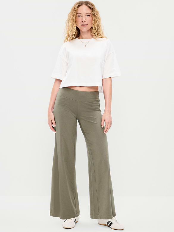 Mid-Rise Jersey Super Wide-Leg Leggings