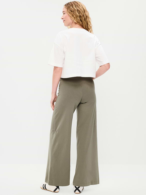 Mid-Rise Jersey Super Wide-Leg Leggings