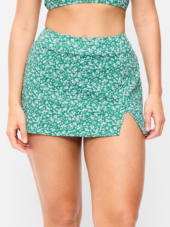 High-Waisted Textured Swim Skirt