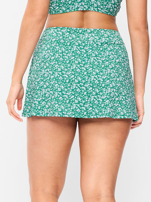 High-Waisted Textured Swim Skirt