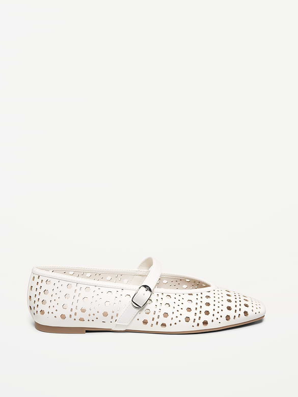 Perforated Mary Jane Ballet Flats for Women