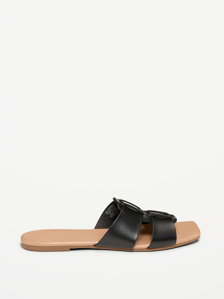 Image number 4 showing, Faux-Leather Slide Sandals