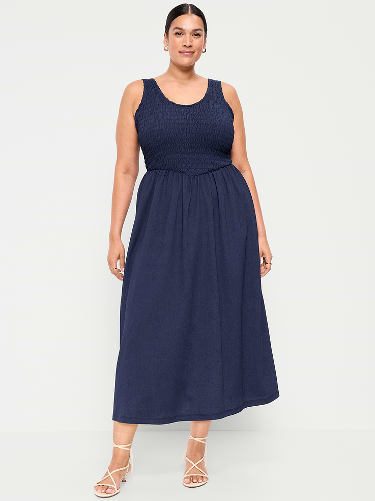 Image number 8 showing, Fit & Flare Lightweight Smocked-Bodice Midi Dress