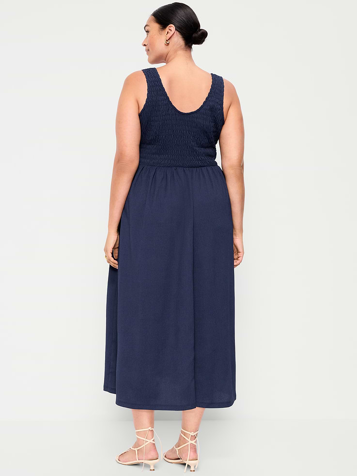 Image number 9 showing, Fit & Flare Lightweight Smocked-Bodice Midi Dress