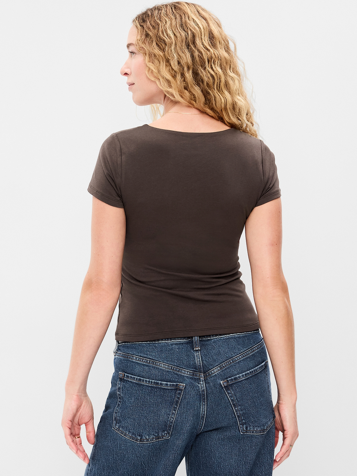 Hug Double-Layer Scoop-Neck Top | Old Navy