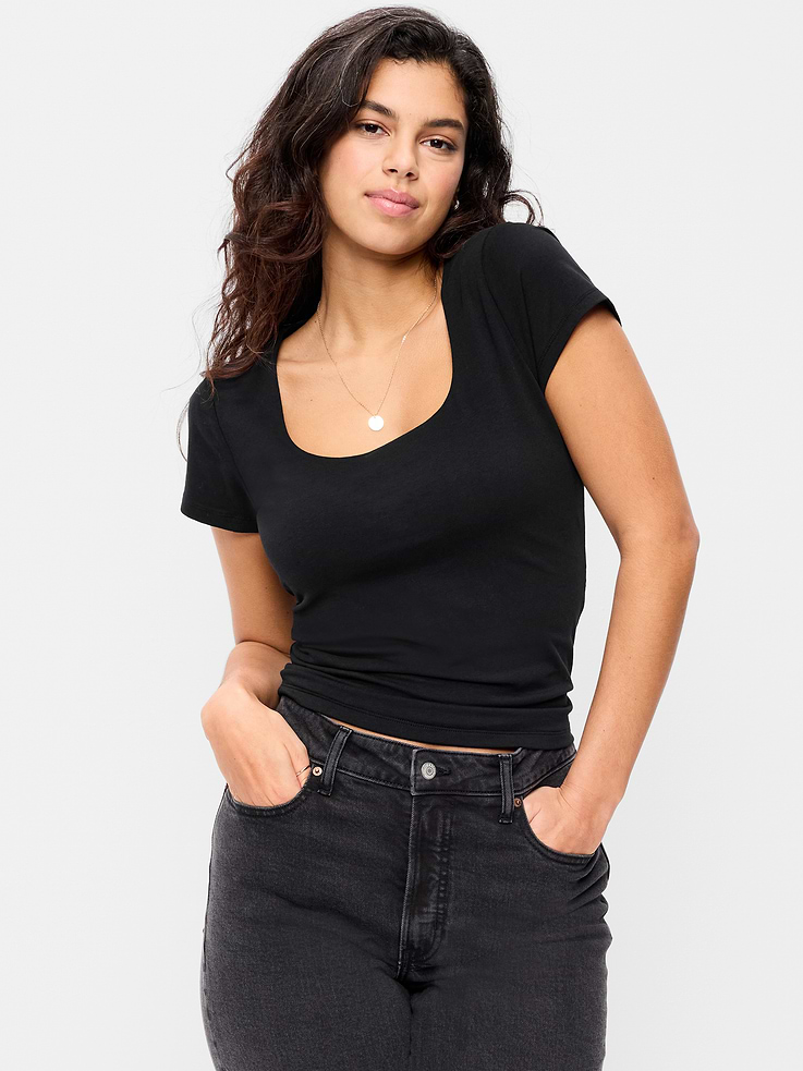 Image number 6 showing, Hug Double-Layer Scoop-Neck Top