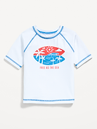 Image number 1 showing, Short-Sleeve Graphic Rashguard Swim Top for Toddler Boys