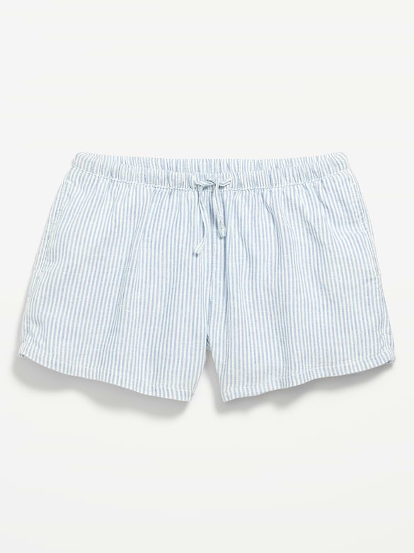 Short en mélange de lin à motif pour fille