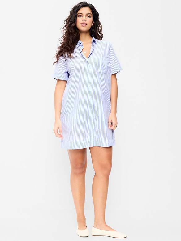 Button-Down Mini Shirt Dress
