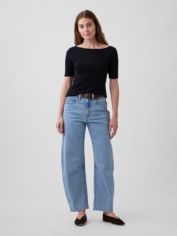 Modern Ribbed Boatneck T-Shirt