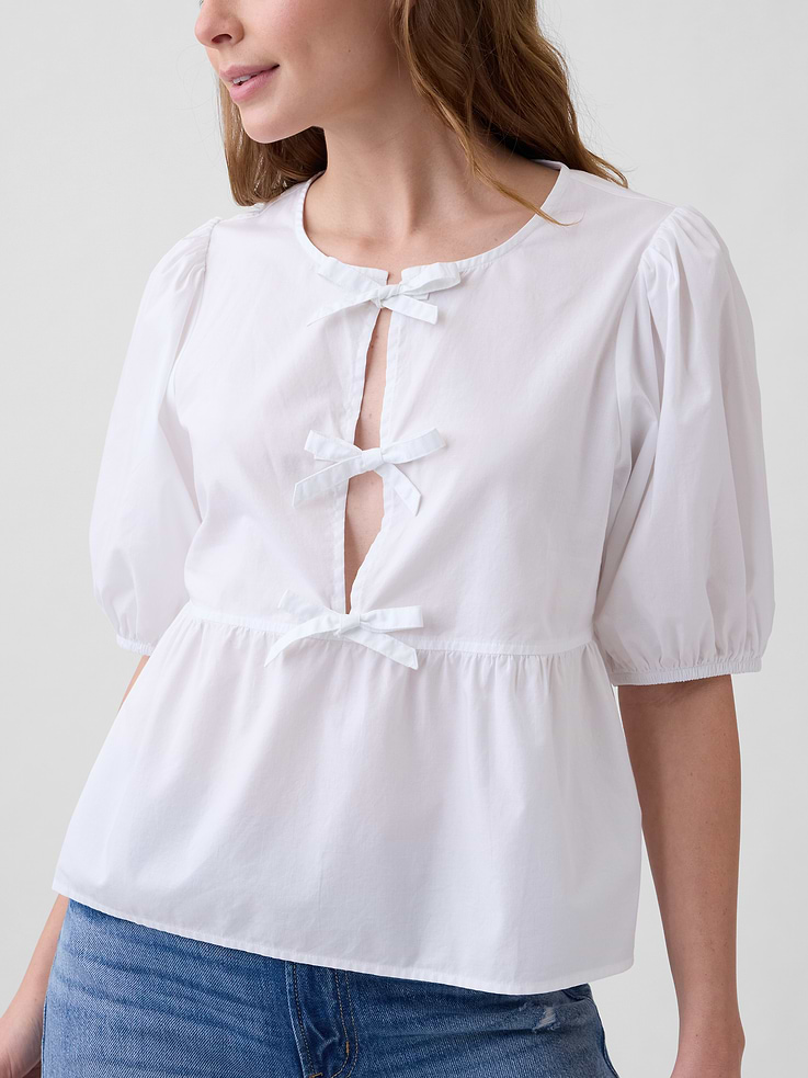 Image number 4 showing, Puff Sleeve Tie-Front Top