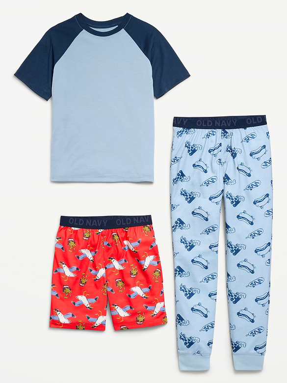 3-Piece Jersey-Knit Pajama Set for Boys