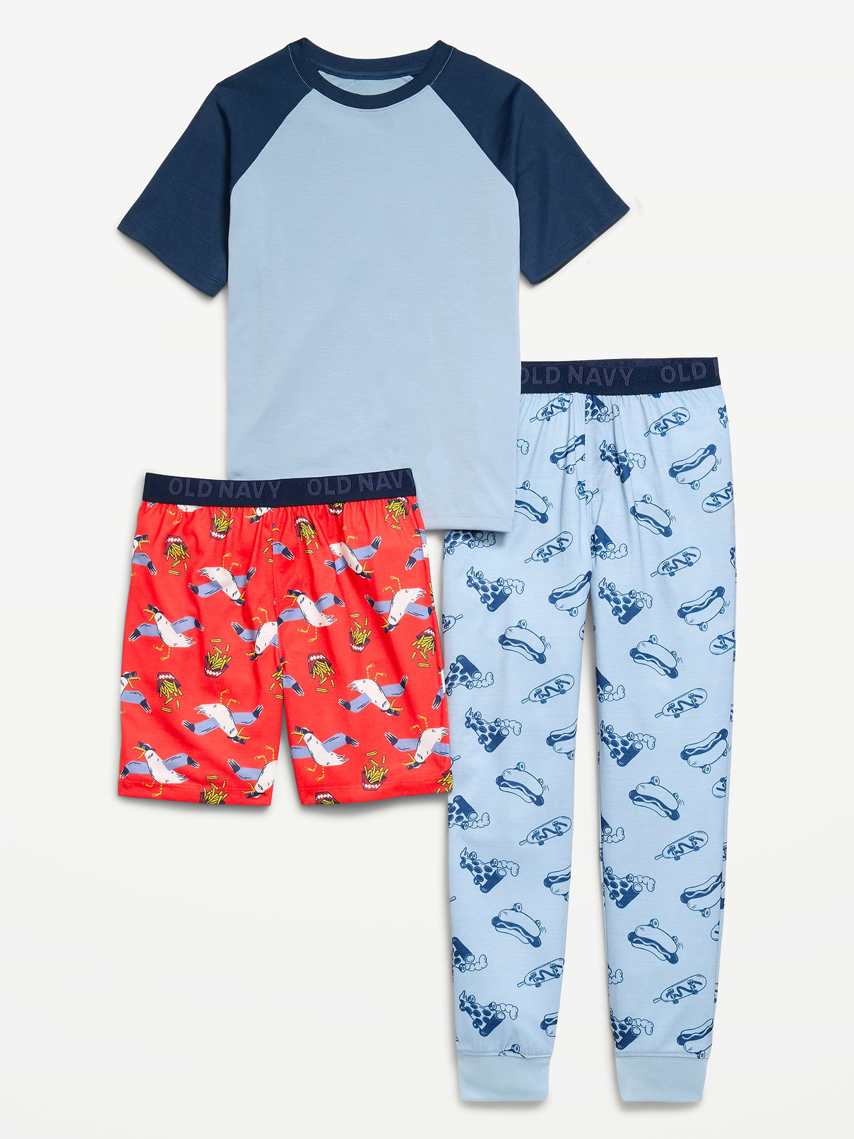 3-Piece Jersey-Knit Pajama Set for Boys